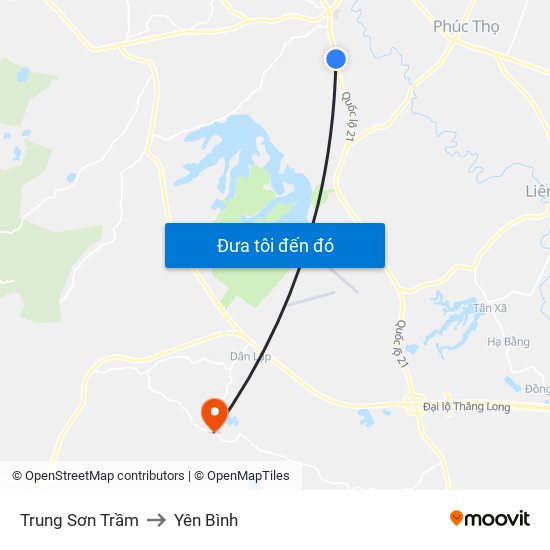 Trung Sơn Trầm to Yên Bình map