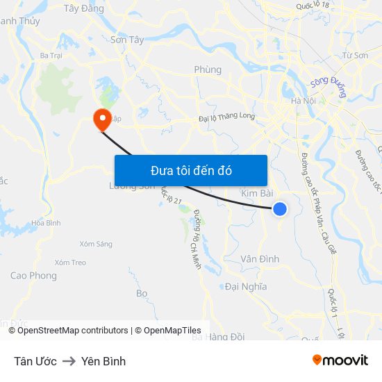 Tân Ước to Yên Bình map