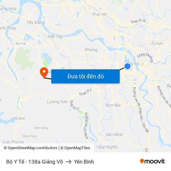 Bộ Y Tế - 138a Giảng Võ to Yên Bình map