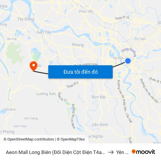 Aeon Mall Long Biên (Đối Diện Cột Điện T4a/2a-B Đường Cổ Linh) to Yên Bình map