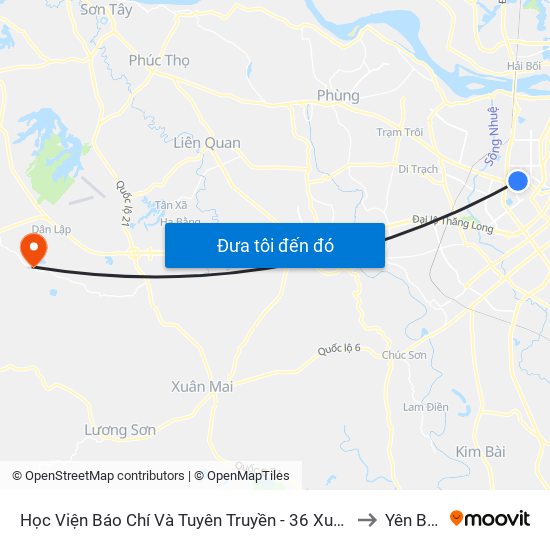 Học Viện Báo Chí Và Tuyên Truyền - 36 Xuân Thủy to Yên Bình map