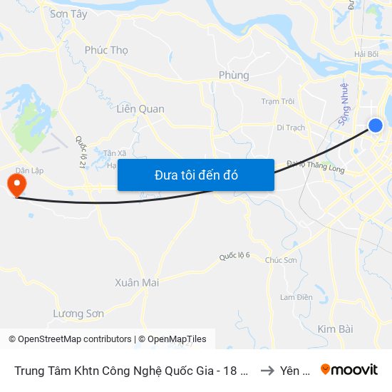 Trung Tâm Khtn Công Nghệ Quốc Gia - 18 Hoàng Quốc Việt to Yên Bình map