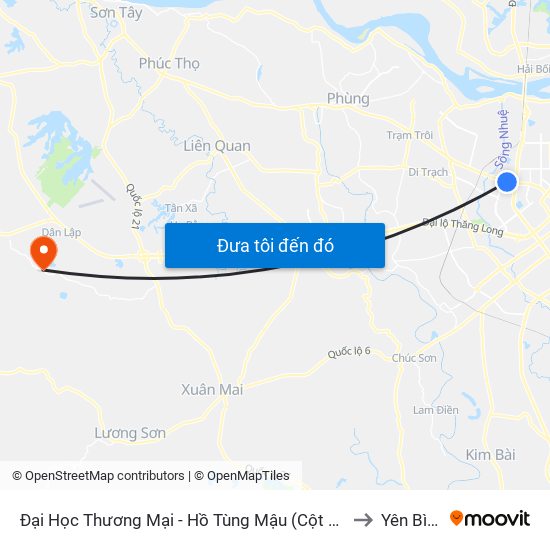 Đại Học Thương Mại - Hồ Tùng Mậu (Cột Sau) to Yên Bình map