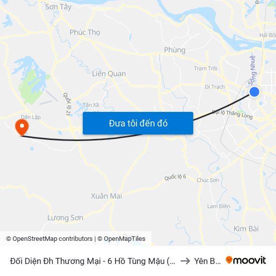 Đối Diện Đh Thương Mại - 6 Hồ Tùng Mậu (Cột Sau) to Yên Bình map