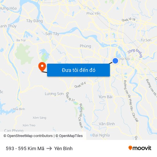 593 - 595 Kim Mã to Yên Bình map