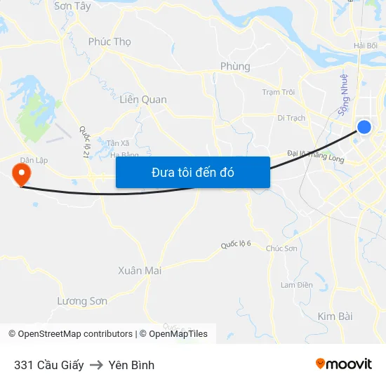 331 Cầu Giấy to Yên Bình map