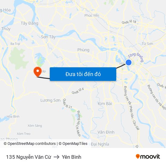 135 Nguyễn Văn Cừ to Yên Bình map