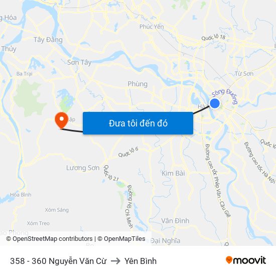 358 - 360 Nguyễn Văn Cừ to Yên Bình map