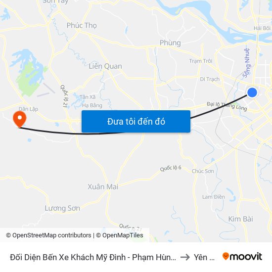 Đối Diện Bến Xe Khách Mỹ Đình - Phạm Hùng (Cột Trước) to Yên Bình map