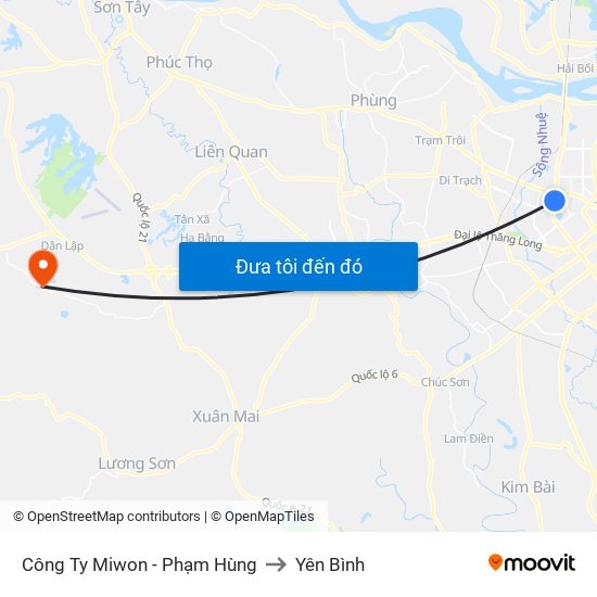 Công Ty Miwon - Phạm Hùng to Yên Bình map