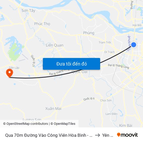 Qua 70m Đường Vào Công Viên Hòa Bình - Phạm Văn Đồng to Yên Bình map