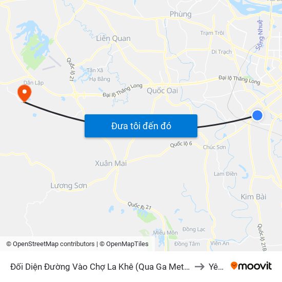 Đối Diện Đường Vào Chợ La Khê (Qua Ga Metro La Khê) - 405 Quang Trung (Hà Đông) to Yên Bình map