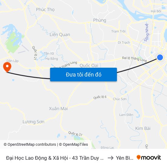 Đại Học Lao Động & Xã Hội - 43 Trần Duy Hưng to Yên Bình map
