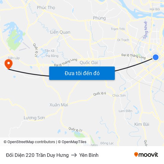Đối Diện 220 Trần Duy Hưng to Yên Bình map
