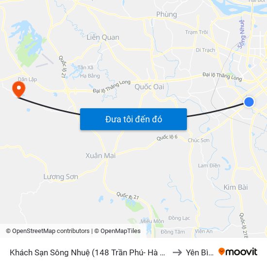 Khách Sạn Sông Nhuệ (148 Trần Phú- Hà Đông) to Yên Bình map