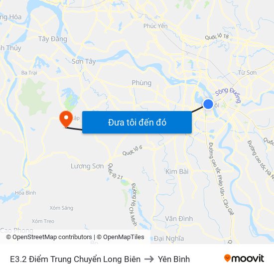 E3.2 Điểm Trung Chuyển Long Biên to Yên Bình map