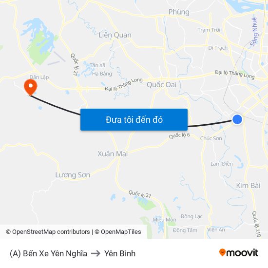 (A) Bến Xe Yên Nghĩa to Yên Bình map