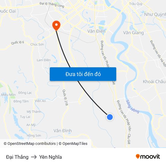 Đại Thắng to Yên Nghĩa map