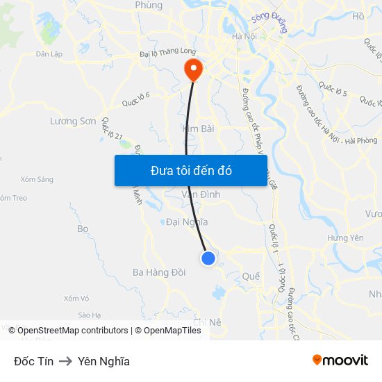 Đốc Tín to Yên Nghĩa map