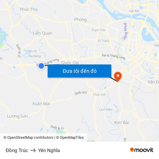 Đồng Trúc to Yên Nghĩa map