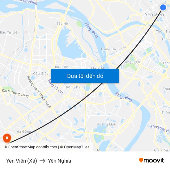 Yên Viên (Xã) to Yên Nghĩa map