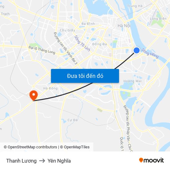 Thanh Lương to Yên Nghĩa map