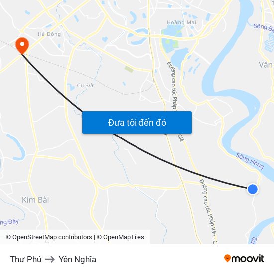 Thư Phú to Yên Nghĩa map