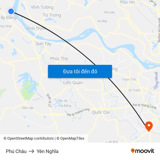 Phú Châu to Yên Nghĩa map