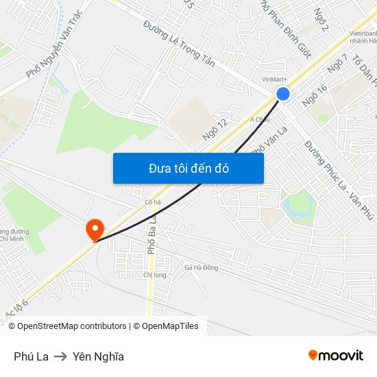 Phú La to Yên Nghĩa map