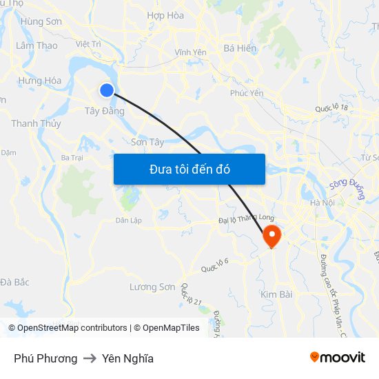 Phú Phương to Yên Nghĩa map