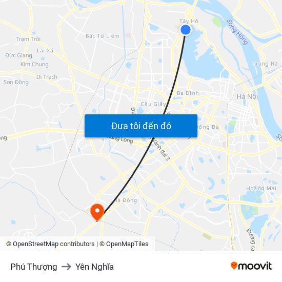 Phú Thượng to Yên Nghĩa map