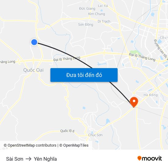 Sài Sơn to Yên Nghĩa map