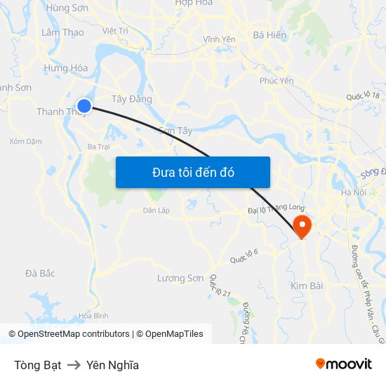 Tòng Bạt to Yên Nghĩa map