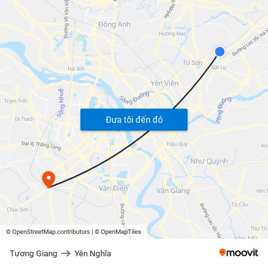 Tương Giang to Yên Nghĩa map