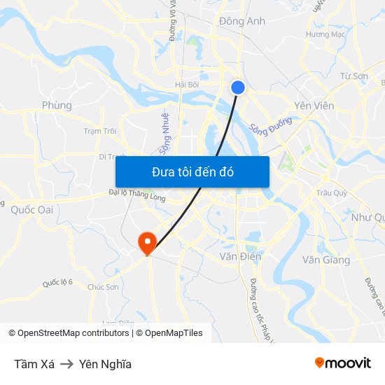Tầm Xá to Yên Nghĩa map