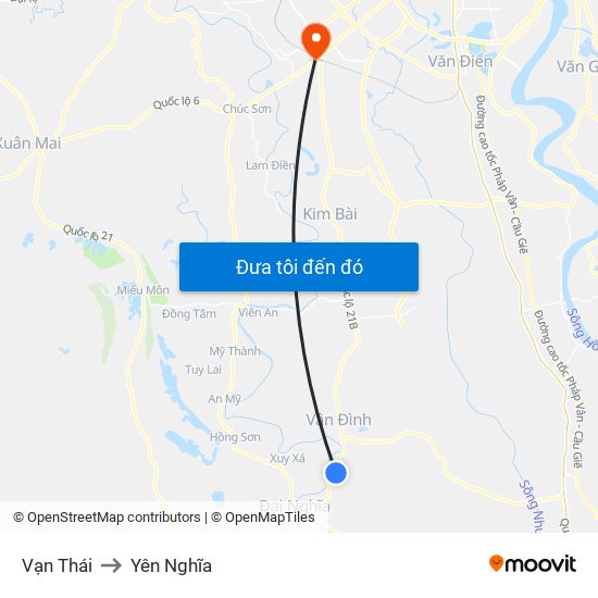 Vạn Thái to Yên Nghĩa map