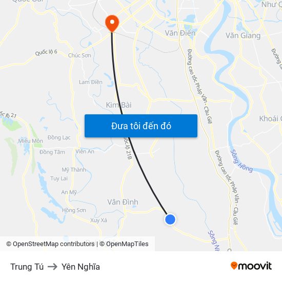 Trung Tú to Yên Nghĩa map