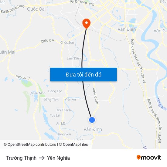 Trường Thịnh to Yên Nghĩa map