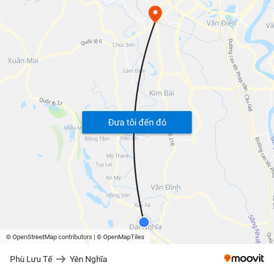 Phù Lưu Tế to Yên Nghĩa map