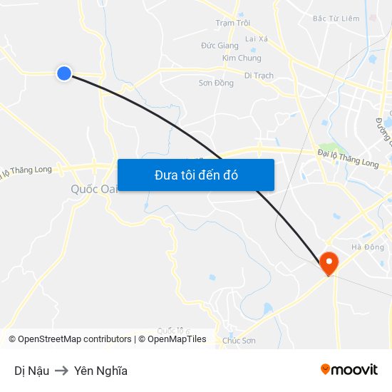 Dị Nậu to Yên Nghĩa map