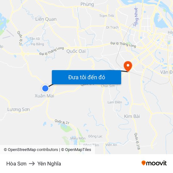 Hòa Sơn to Yên Nghĩa map