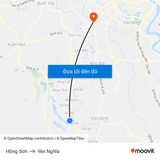 Hồng Sơn to Yên Nghĩa map