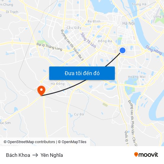 Bách Khoa to Yên Nghĩa map