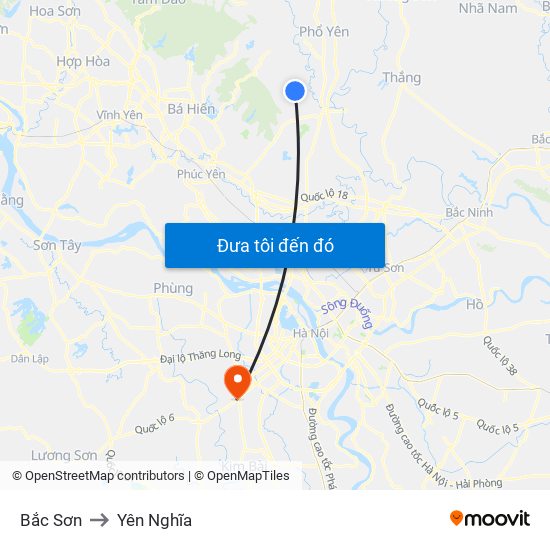 Bắc Sơn to Yên Nghĩa map