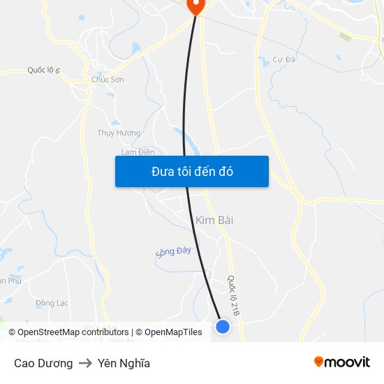 Cao Dương to Yên Nghĩa map