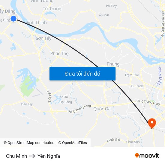 Chu Minh to Yên Nghĩa map