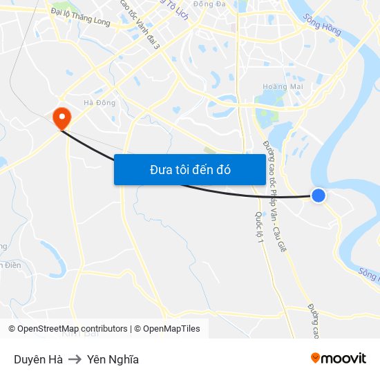 Duyên Hà to Yên Nghĩa map