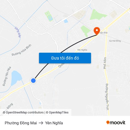 Phường Đồng Mai to Yên Nghĩa map