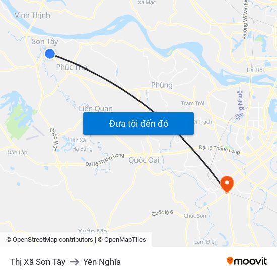 Thị Xã Sơn Tây to Yên Nghĩa map