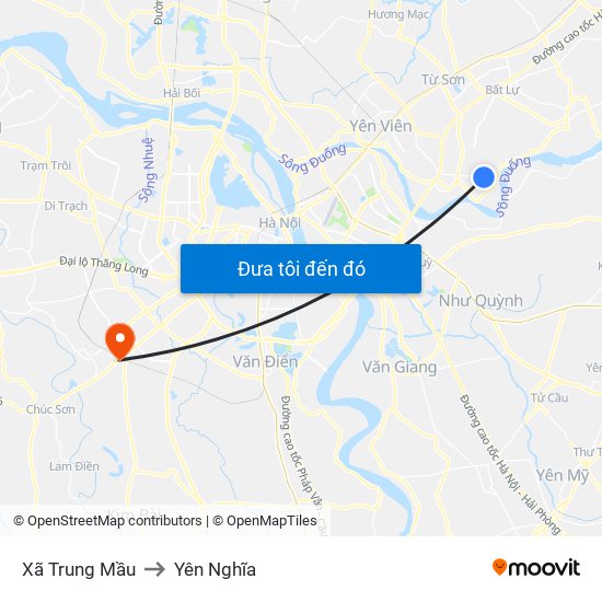 Xã Trung Mầu to Yên Nghĩa map